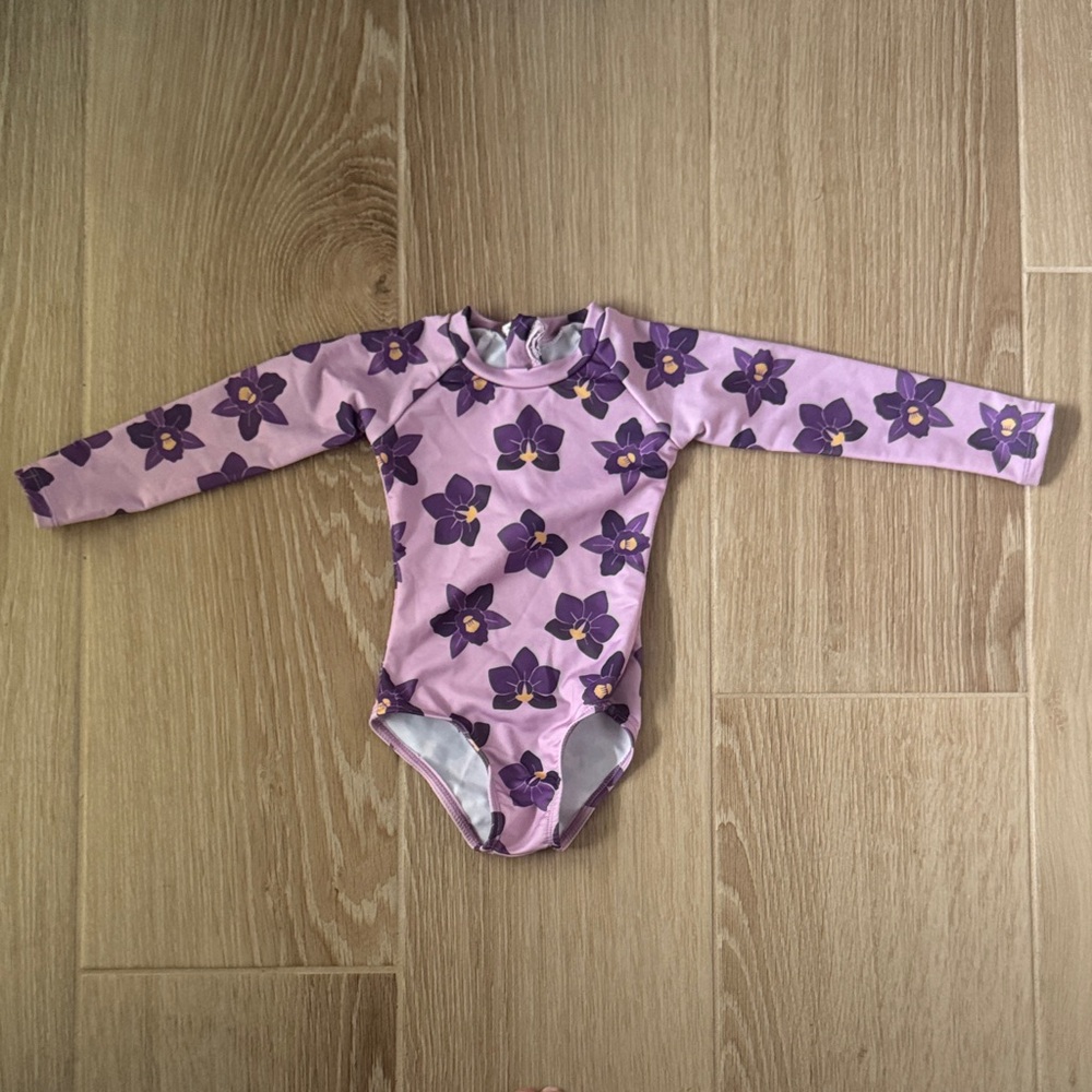 Purple Floral Long Sleeve Bodysuit
